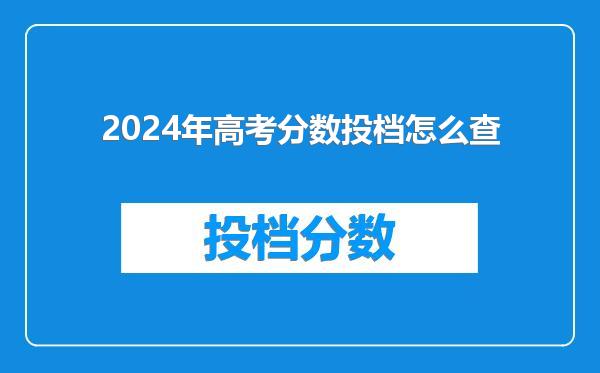 2024年高考分数投档怎么查