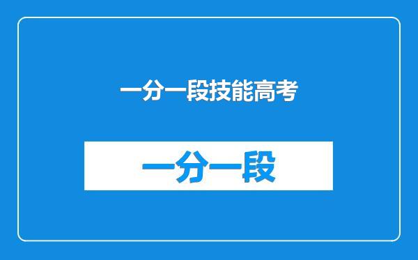 一分一段技能高考