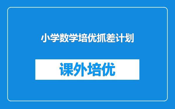 小学数学培优抓差计划
