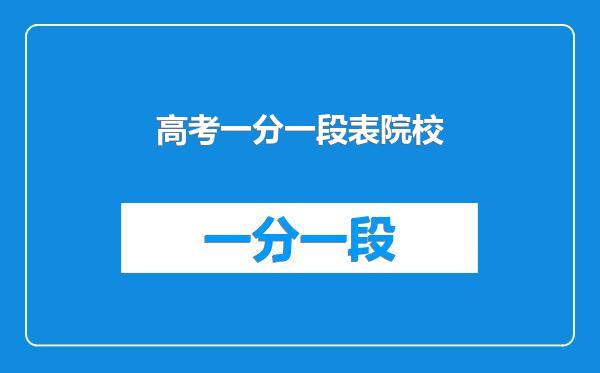 高考一分一段表院校