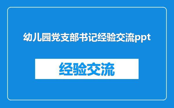 幼儿园党支部书记经验交流ppt