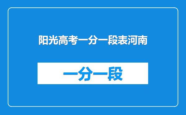 阳光高考一分一段表河南
