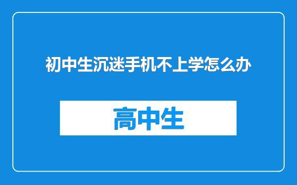 初中生沉迷手机不上学怎么办