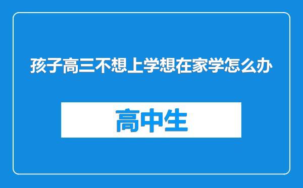 孩子高三不想上学想在家学怎么办