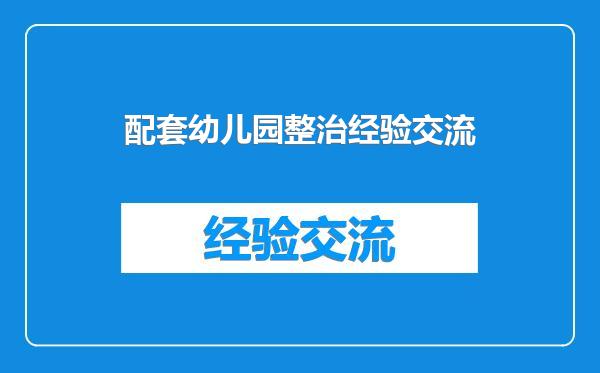 配套幼儿园整治经验交流