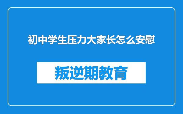 初中学生压力大家长怎么安慰