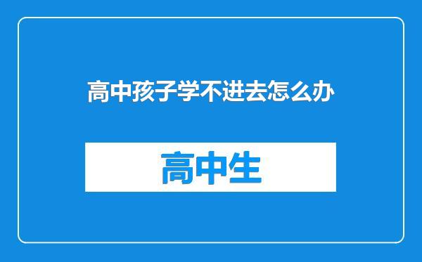 高中孩子学不进去怎么办