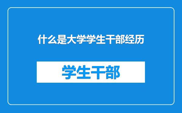 什么是大学学生干部经历