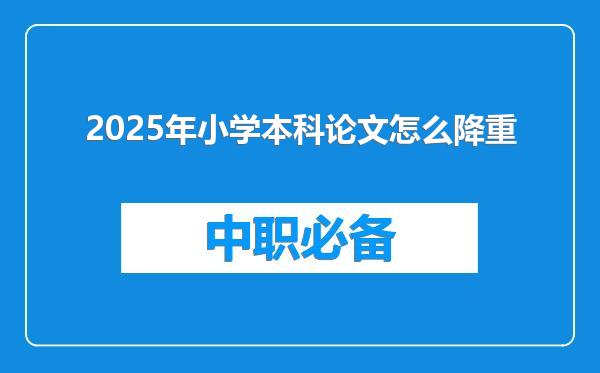 2025年本科论文怎么降重