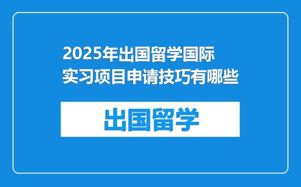 2025年出国留学国际实习项目申请技巧有哪些