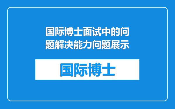 国际博士面试中的问题解决能力问题展示