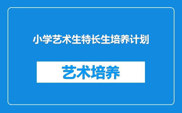 小学艺术生特长生培养计划