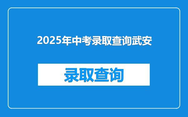 2025年中考录取查询武安