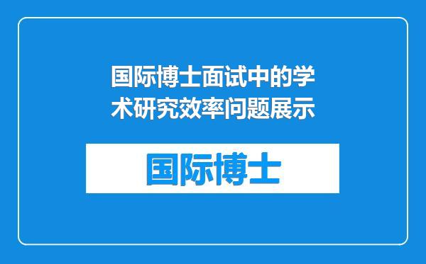 国际博士面试中的学术研究效率问题展示