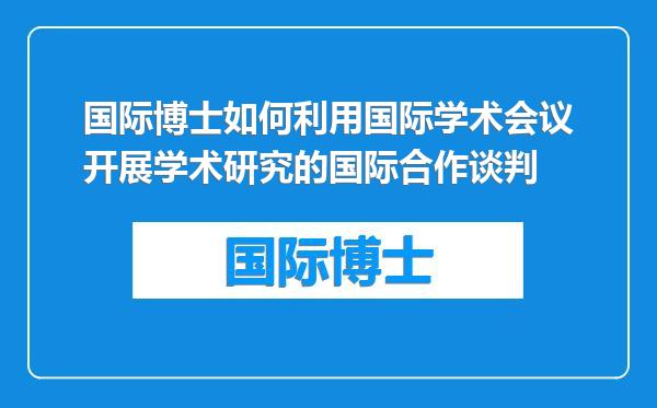 国际博士如何利用国际学术会议开展学术研究的国际合作谈判
