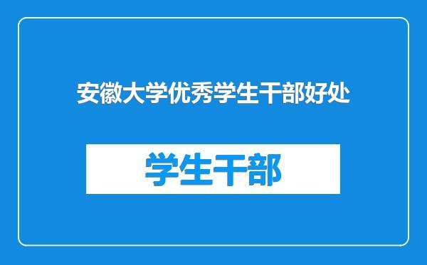安徽大学优秀学生干部好处