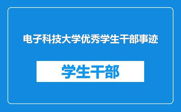 电子科技大学优秀学生干部事迹