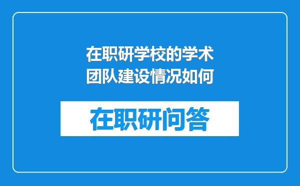 在职研学校的学术团队建设情况如何