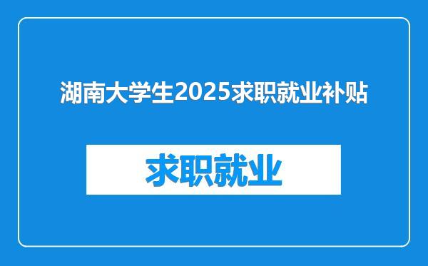 湖南大学生2025求职就业补贴