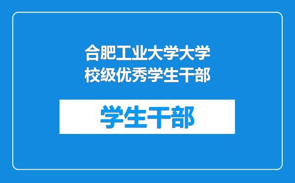 合肥工业大学大学校级优秀学生干部