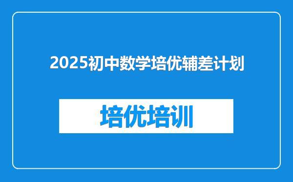 2025初中数学培优辅差计划