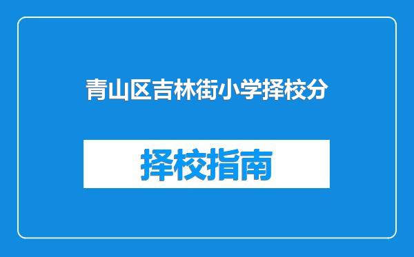 青山区吉林街小学择校分