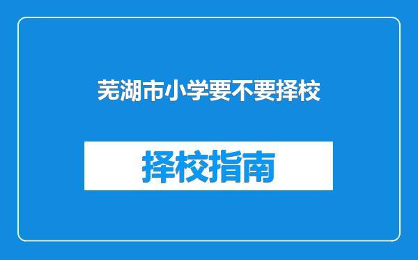 芜湖市小学要不要择校