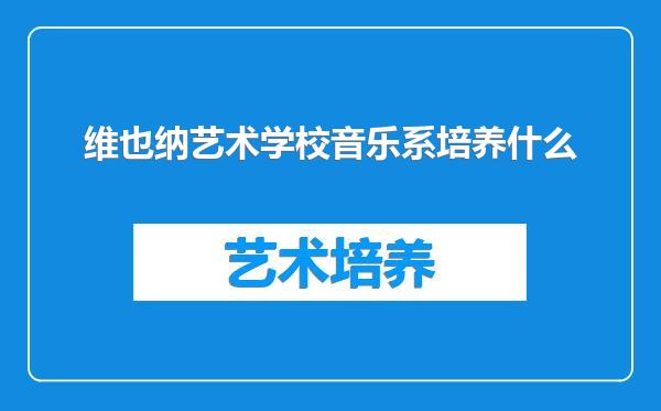 维也纳艺术学校音乐系培养什么