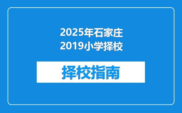 2025年石家庄2019小学择校