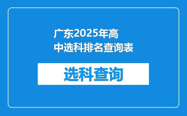 广东2025年高中选科排名查询表