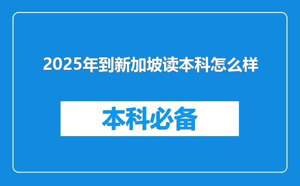 2025年到新加坡读本科怎么样