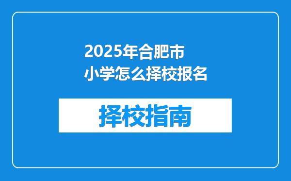 2025年合肥市小学怎么择校报名