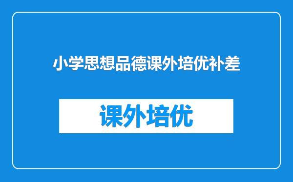 小学思想品德课外培优补差