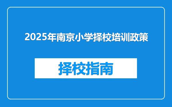 2025年南京小学择校培训政策
