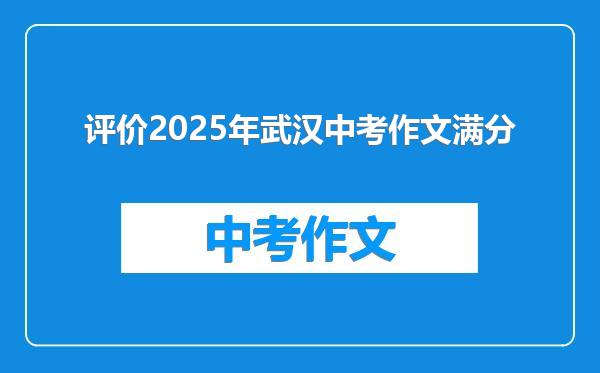 评价2025年武汉中考作文满分