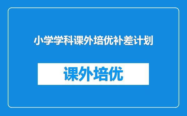 小学学科课外培优补差计划