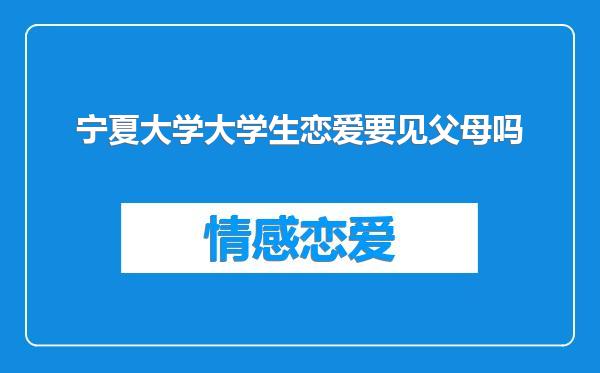宁夏大学大学生恋爱要见父母吗