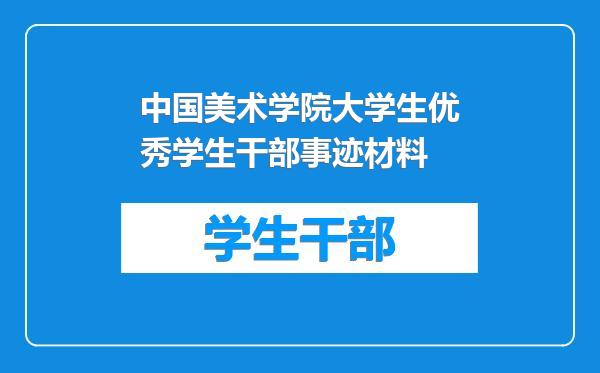 中国美术学院大学生优秀学生干部事迹材料
