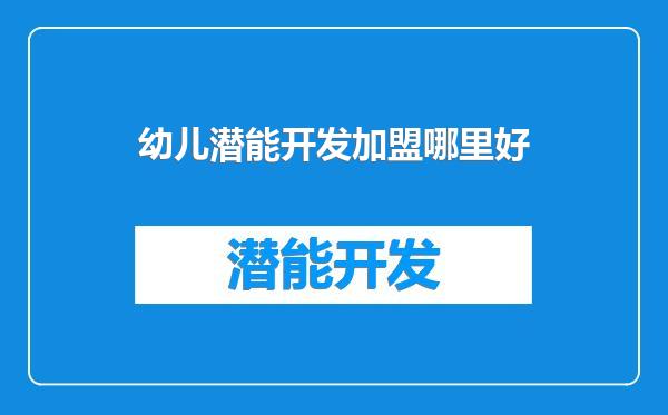 幼儿潜能开发加盟哪里好