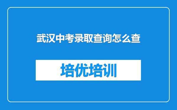 武汉中考录取查询怎么查